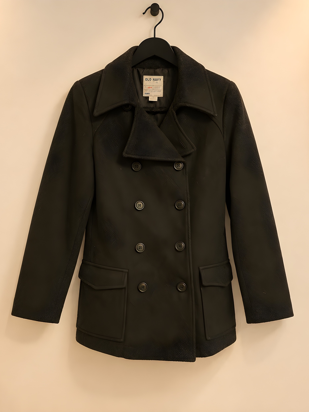Old Navy Black Double-Breasted Peacoat Jacket